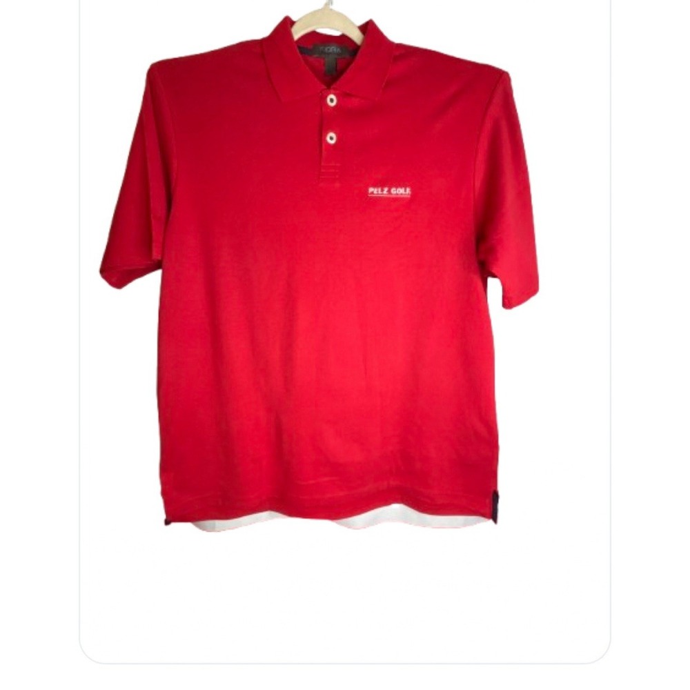 Fidra John Ashcroft Pelz Golf Polo Red NEW NWT Large short sleeves buttons